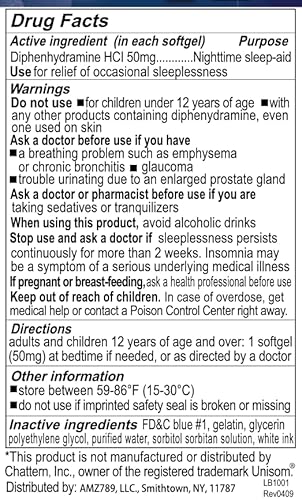 image for RXZELL Sleep Aid, Diphenhydramine Softgels 50mg, Easy-to-Swallow, Supp