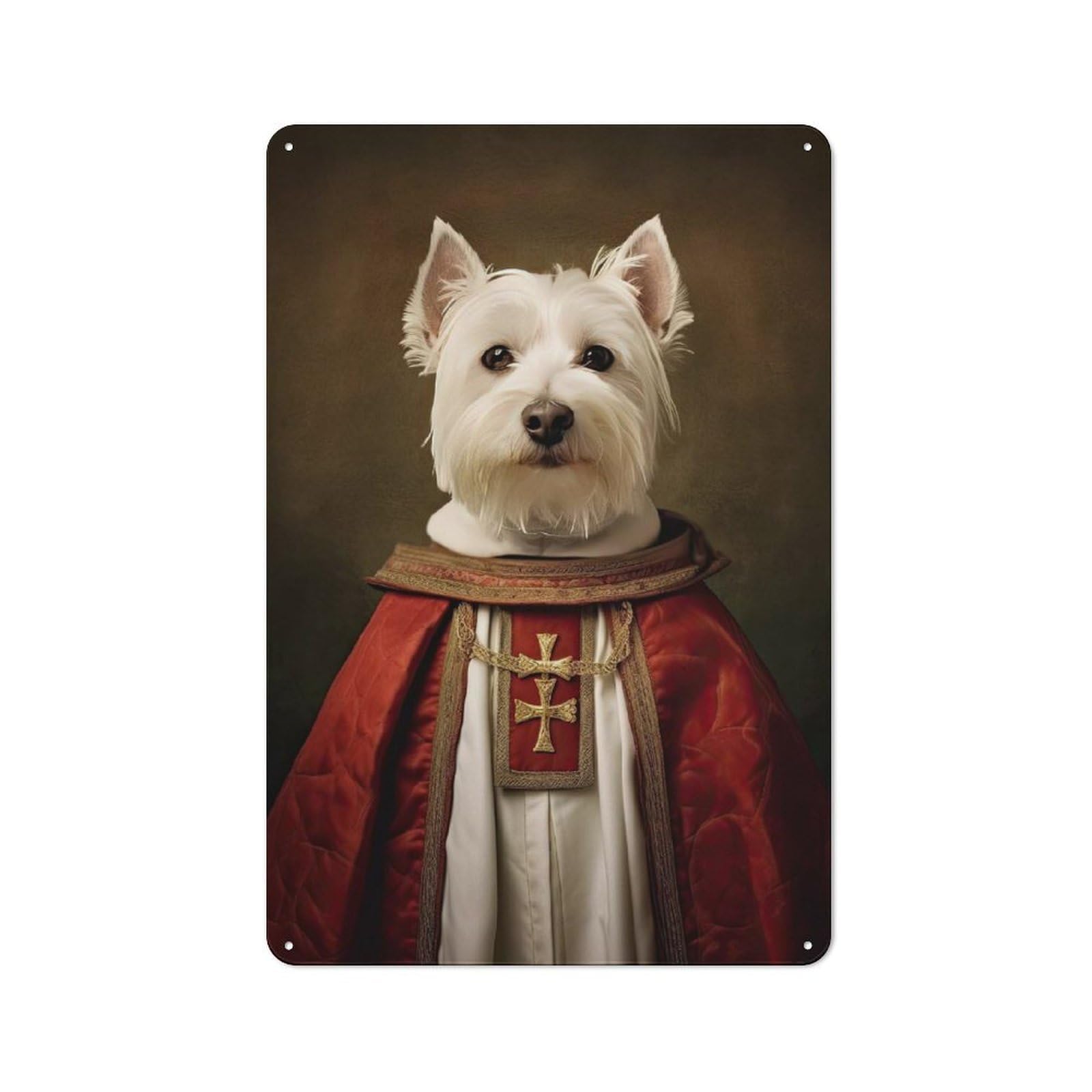 Westie The Pope Vintage Tin Sign 30x20cm for Café Or Restaurant, Suited to Café Owners And Decorators