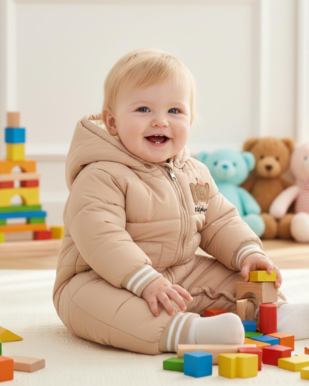 JiAmy Combinaison de Neige d'Hiver pour Bébé, Barboteuse Chaud Nouveau-né Garçon et Fille Cadeau Mignonne 6-18 Mois