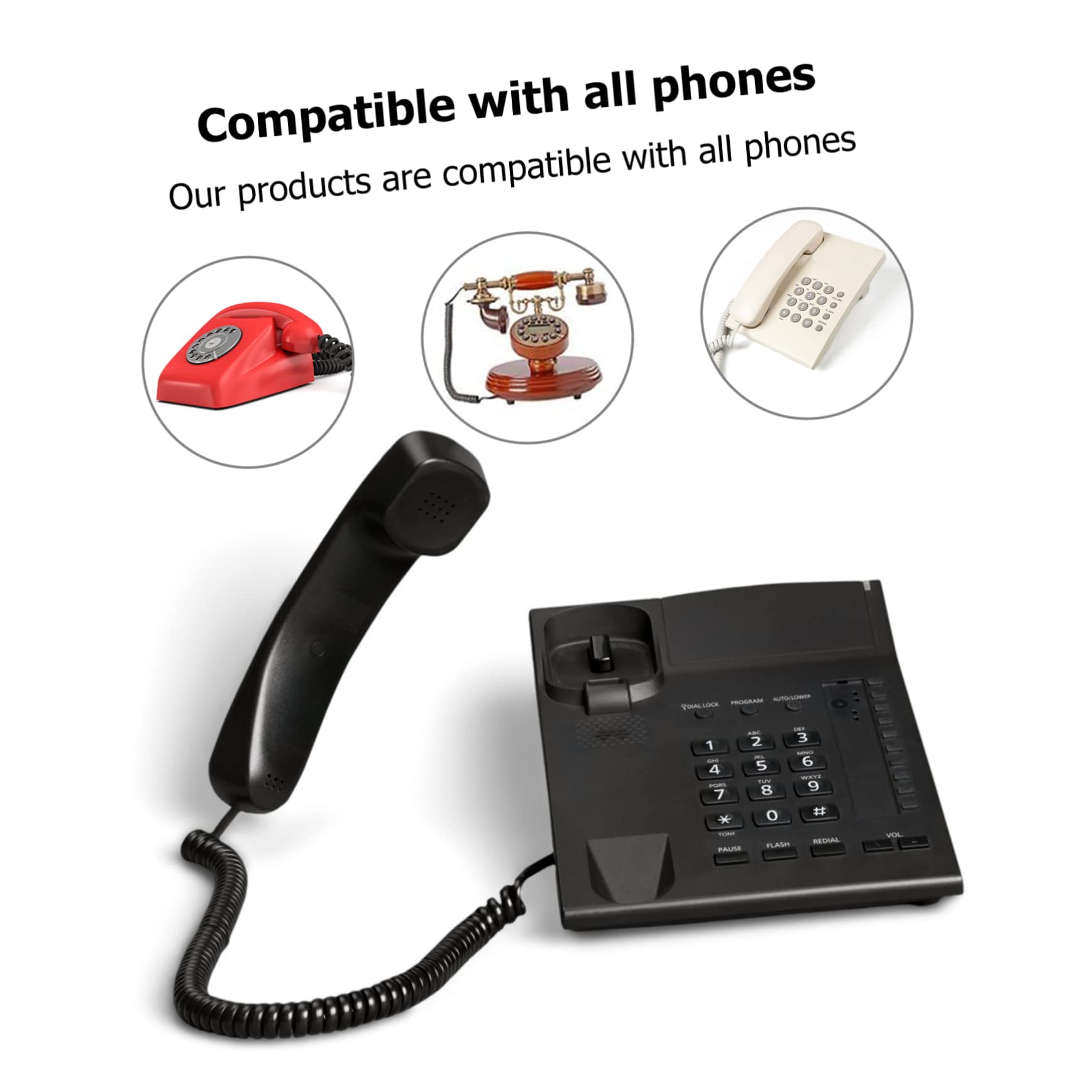 Angoily Extendable Telephone Cord Detangler 2pcs Anti-Wind Rj9 Swivel Adapters for White Landline Phone