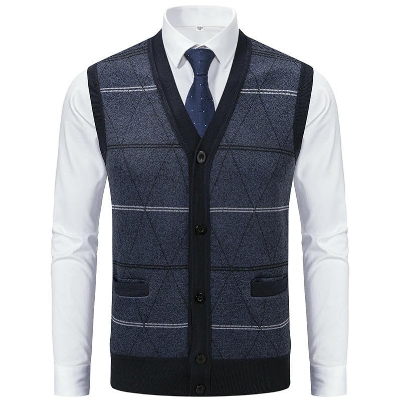 Chaleco de punto de cachemira para hombre capa base gris m 6