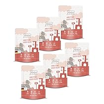 MjAMjAM – cibo umido premium per gatti – Pasto Quetschie con deliziosi cuori, confezione da 6 (6 x 300 g), senza cereali con carne extra