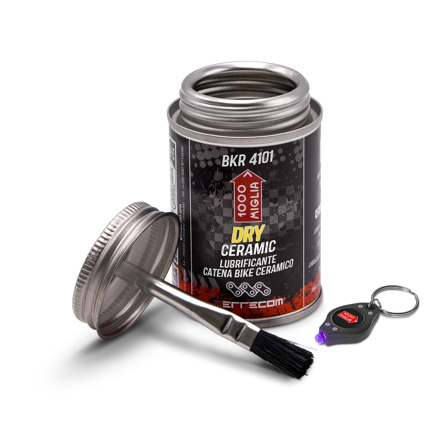 Errecom BKR 4101 CERAMIC DRY Lube Bike Chain for Dry and Dusty Weather Conditions - 120 ml, fluorescent and scented formula, All-In-One Can, Brush included