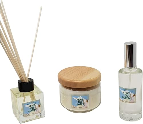 Miniatura 5 de Un Air D'Antan French Home Collection Vent Du Matin Vela perfumada de 11.8 onzas con cera vegetal natural en un frasco de vidrio con tapa de madera.