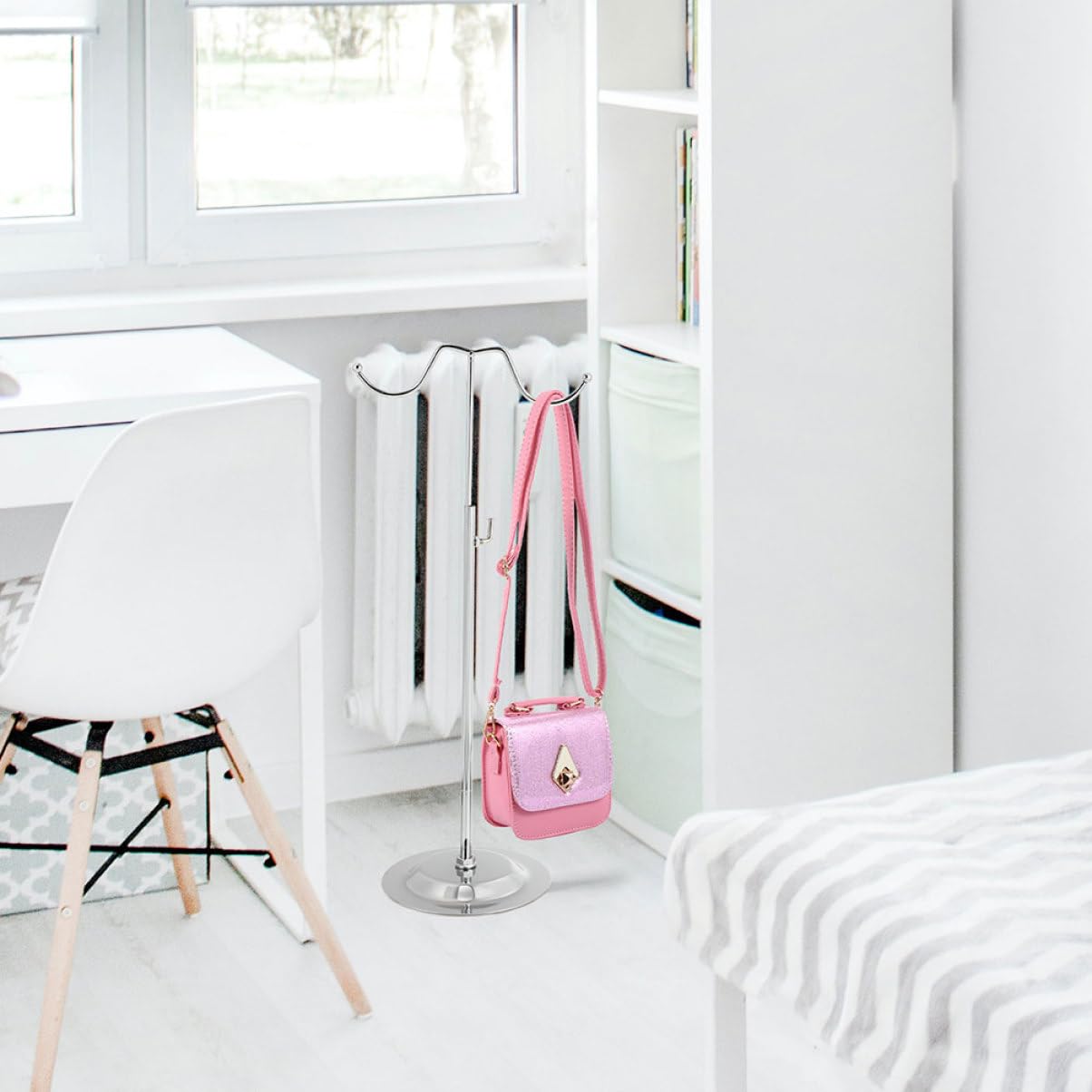 VALICLUD 2piezas Soporte Ajustable De Metal Para Bolsos Expositor Con Doble Colgador Resistente y Seguro Para Mesa Organizador Para Hogar y Tienda