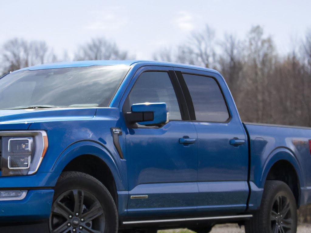 Rvinyl Pillar Post Pre Cut Window Trim Kits in Matte Black Compatible with Ford F-150 2021-2023 SuperCab/SuperCrew with Keypad - Adhesive Backs