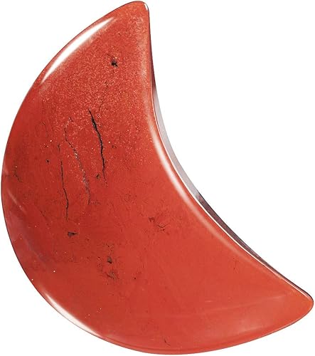 Miniatura 2 de Rockcloud Paquete de 4 cristales en forma de luna, piedras de bolsillo talladas a mano, adornadas para decoración del hogar, jaspe rojo