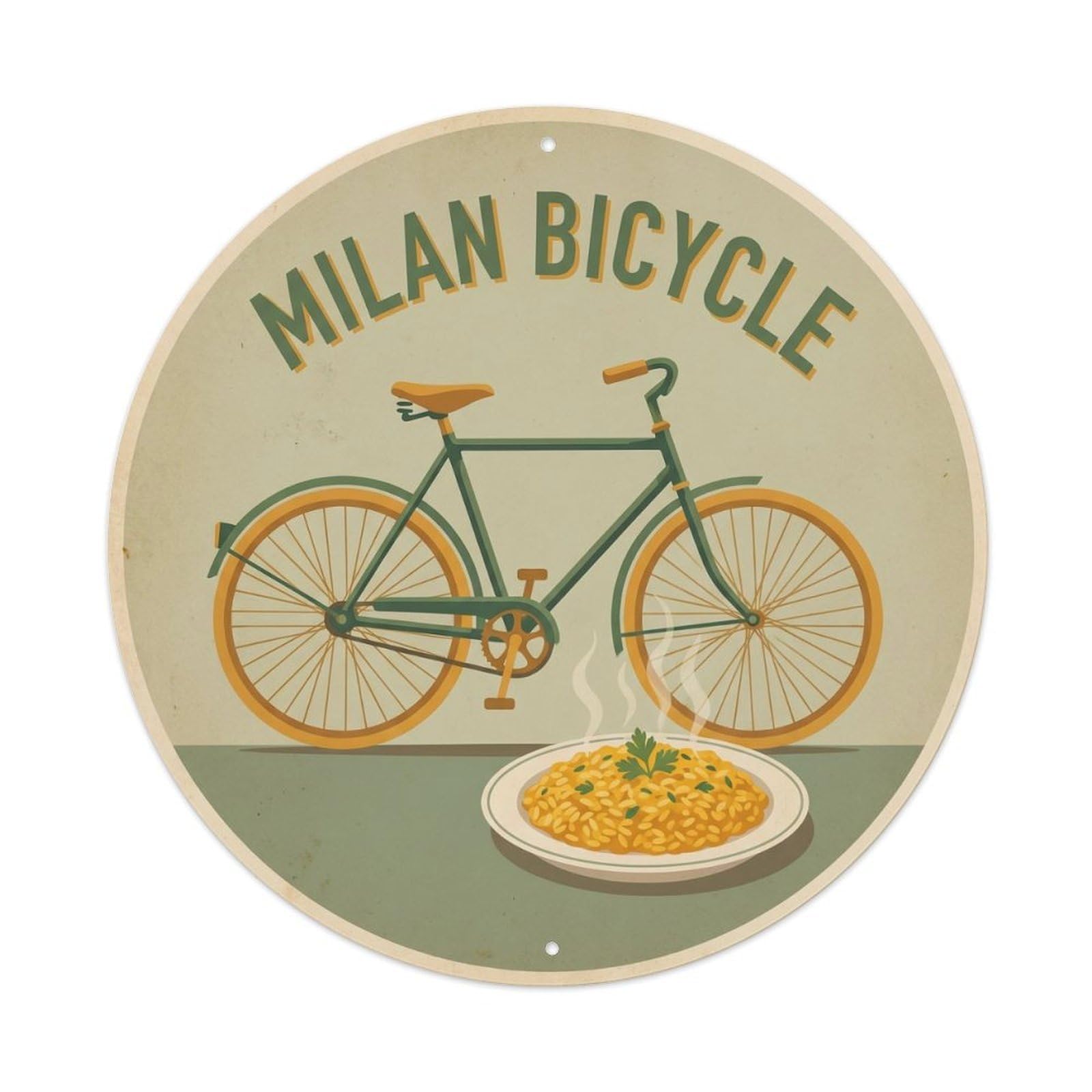 Milan Italy Bicycle Risotto Food Culture Travel Classic Metal Tin Sign