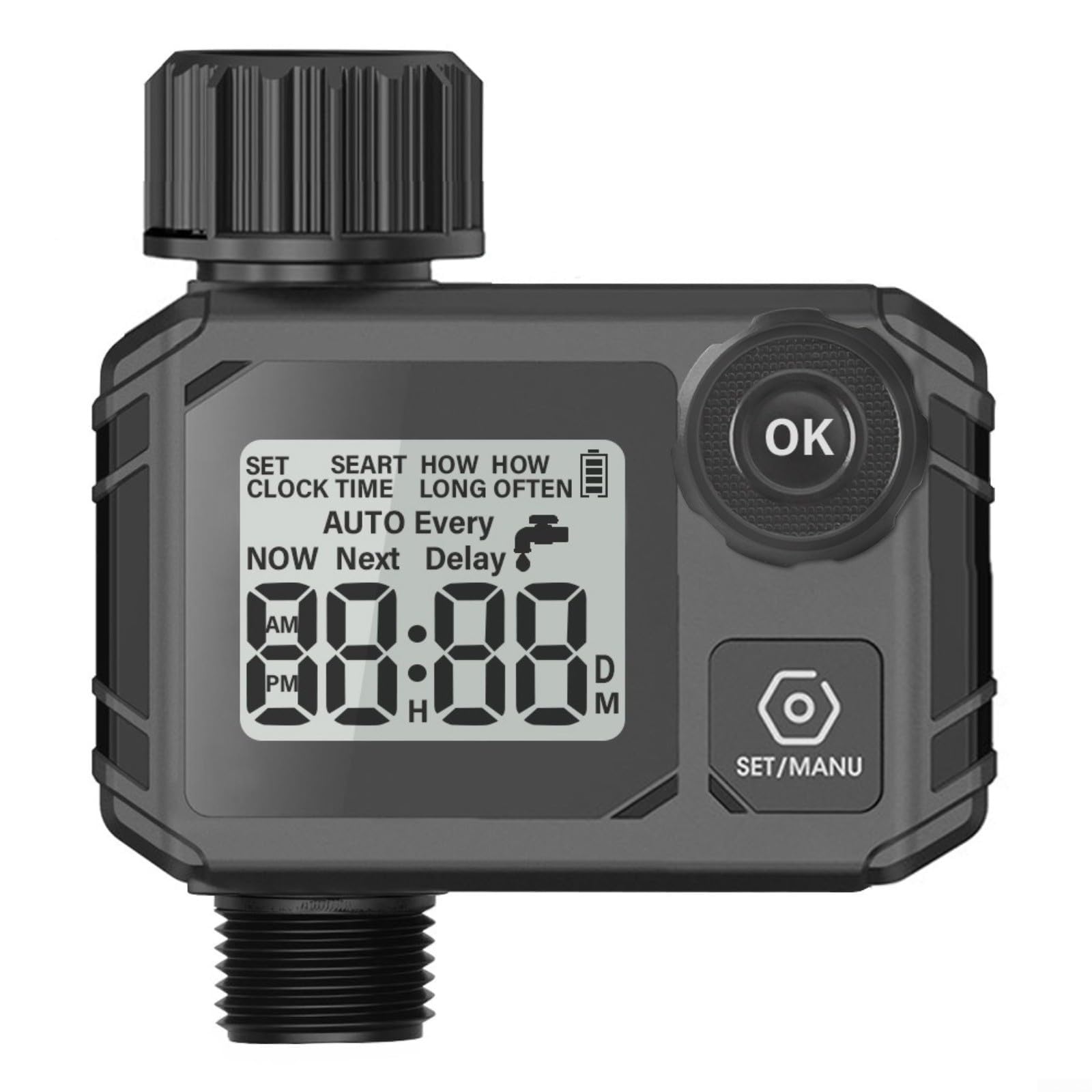 Timer automatico per irrigazione con ritardo della pioggia, regolatore di irrigazione digitale LCD da giardino, prato, campo vegetale, modalità manuale fino a 59 minuti