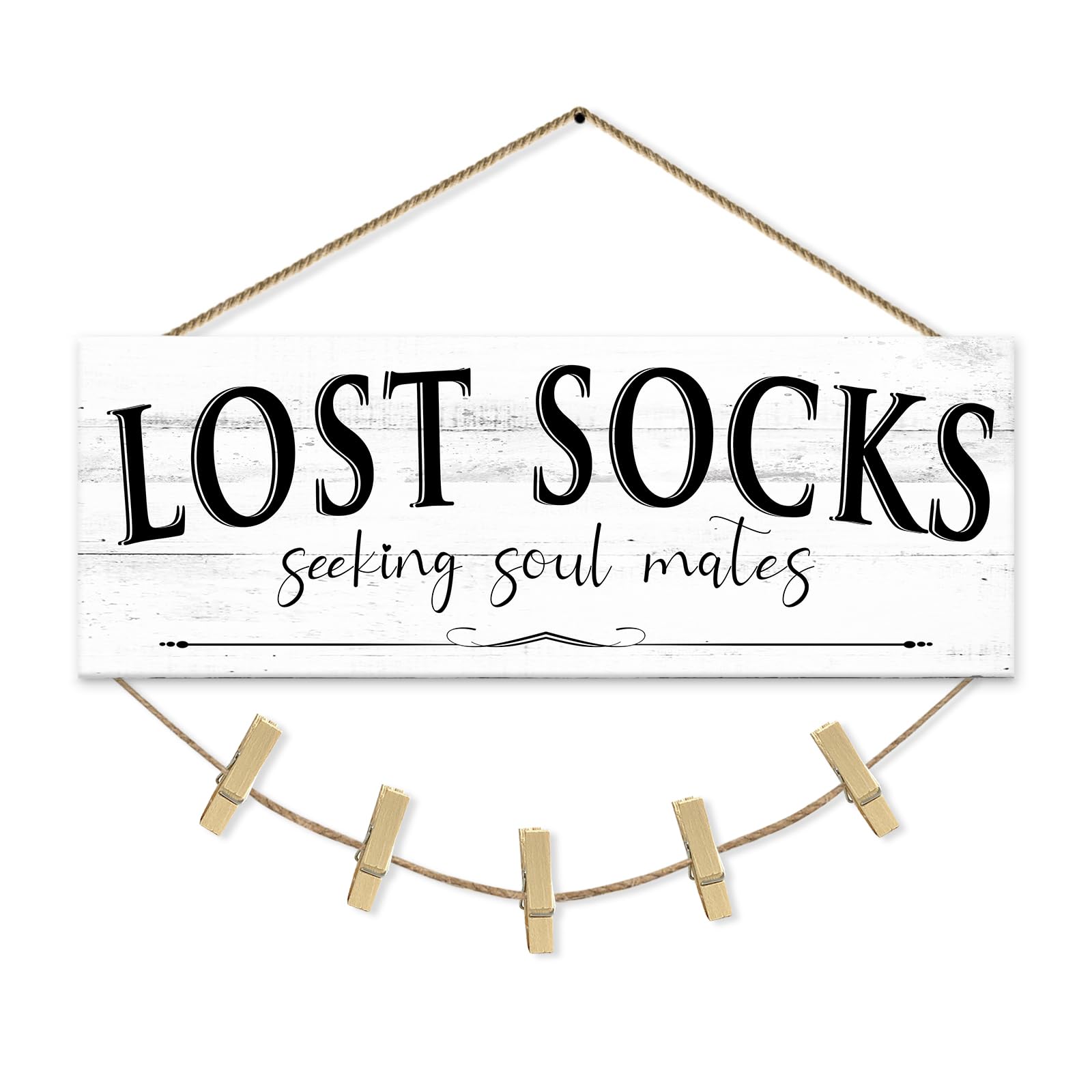 Laundry Room Signs Wall Decor: Lost Socks Sign - Seeking Soul Mates Quotes Funny Laundry Signs Rustic Farmhouse Laundry Room Door Sign Canvas Prints Wall Plaques Hanging Decor 6" x 14.5"