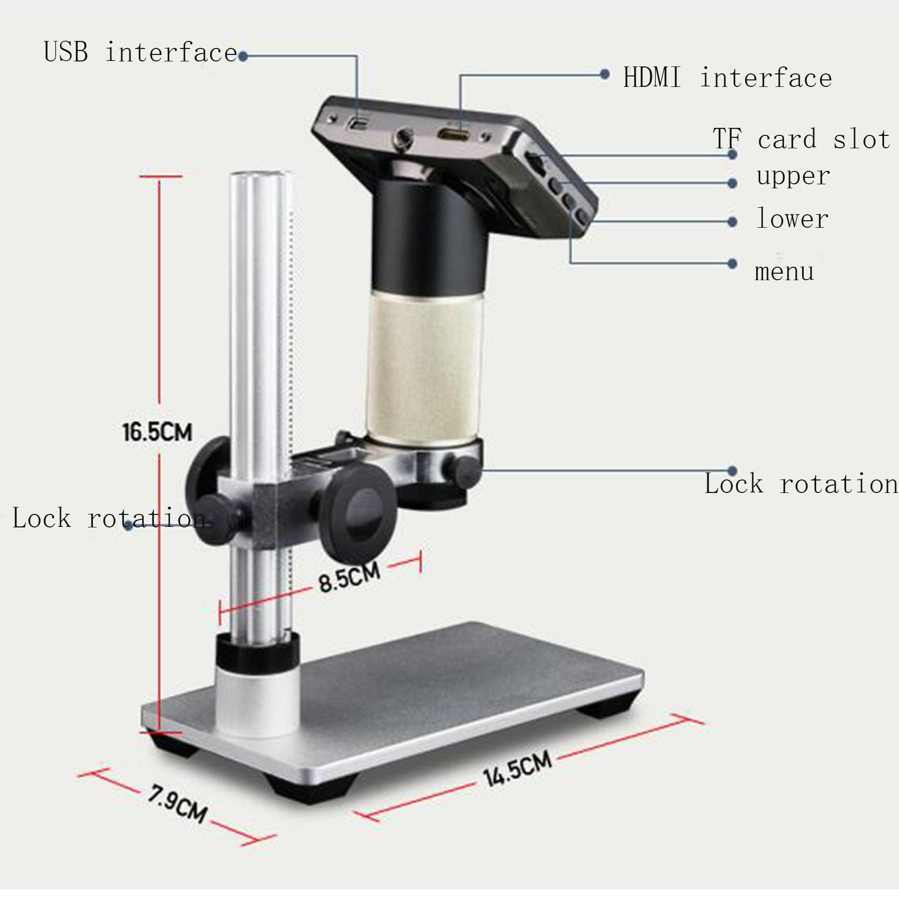 Video microscopio digitale 1080P con display da 3,0 pollici e uscita USB 2.0, imaging elettronico ad alta definizione per laboratorio o uso domestico