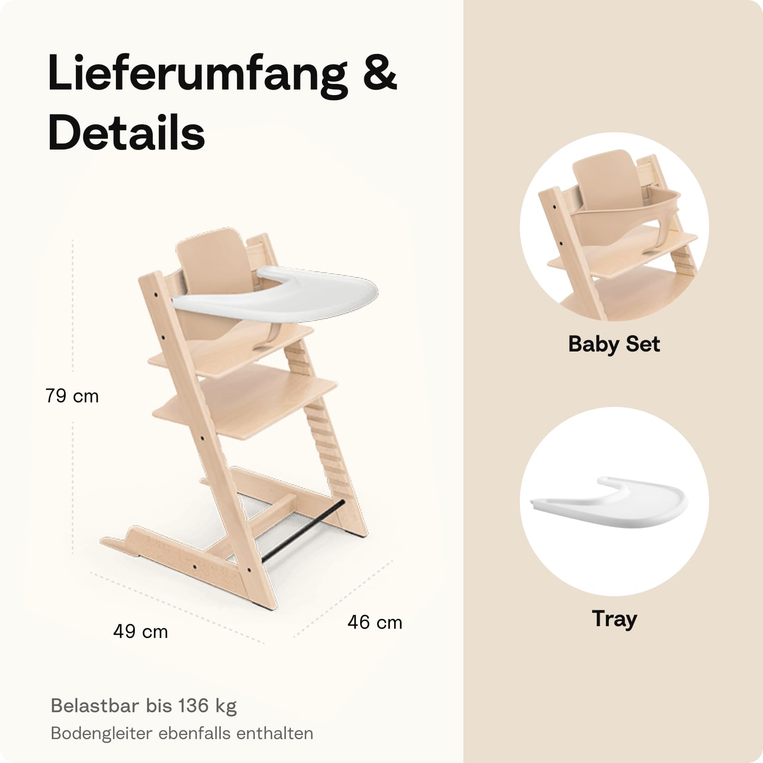 Stokke Tripp Trapp Hochstuhl (Glacier Green) mit Stokke Tray (White) - ein verstellbares, ergonomisches und leicht zu reinigendes Babyset für Kinder im Alter von 6-36 Monaten