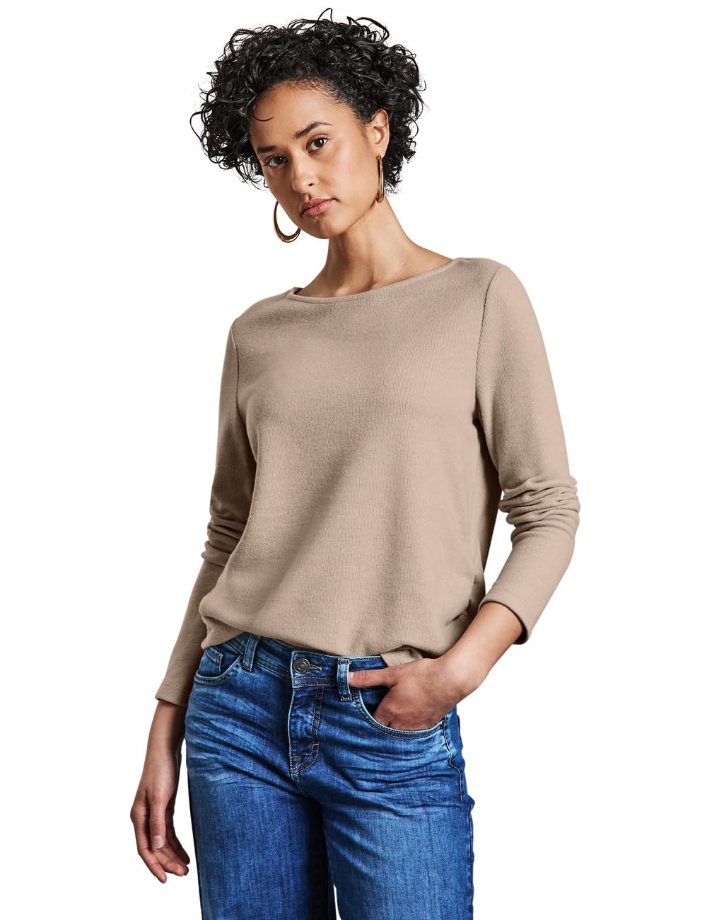 Street One Women's Shirt with Ruffles, Honey Sand Mel., 18