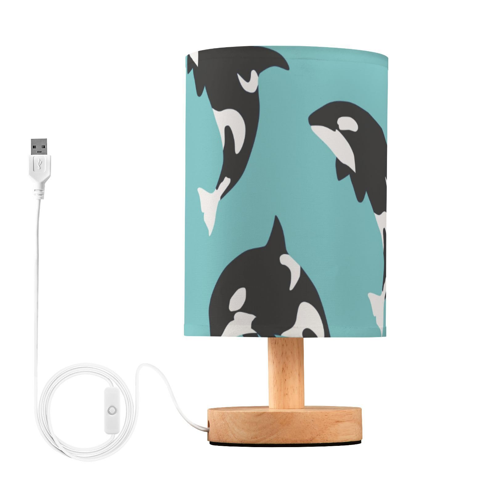FRODOTGV Table Lamp Small Desk Lamp Small Killer Whale Pattern Animal Blue Night Lights for Kids Night Table Lamps Glass Table Farmhouse Bedroom Bathroom Reading Lamp — image 1