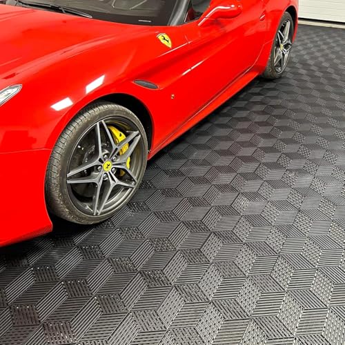 Dalles de sol garage clipsable facilement – Made in France – ANC Dalle Clipsables, robustes, ventilées – Couleur NOIR - 1 carton de 25 dalles