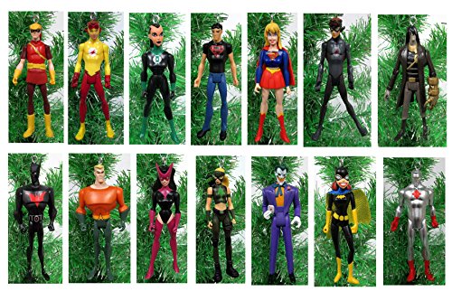Young Justice Justice League Christmas Tree Ornaments - 4" Plastic Shatterproof Ornaments