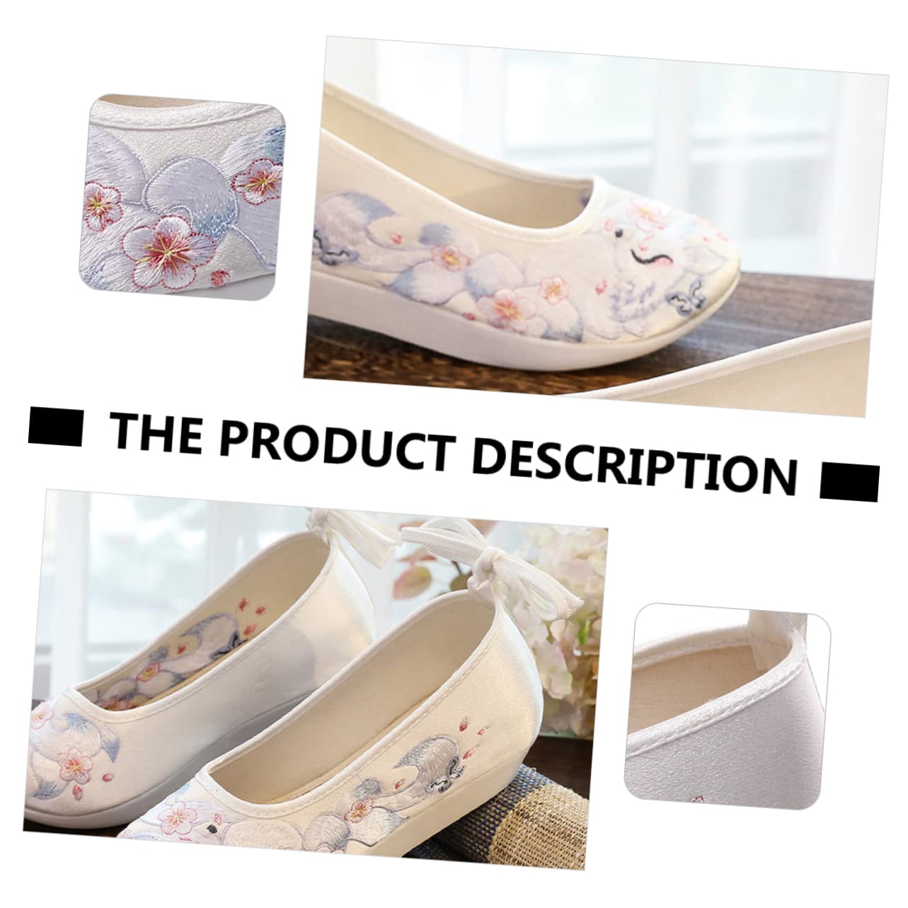 Scarpe Ricamate Scarpe Cinesi Scarpe da Donna Chinese Shoes Scarpe Vintage Sandalo con Zeppa Scarpe Etniche in Panno di Seta Scarpe di Seta Femminili Cotone Bianca