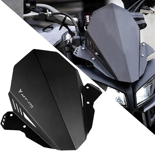 LQMY - Parabrisas de aluminio para motocicleta MT-09 FZ-09 MT 09 FZ 09 MT09 FZ09 2017-2020 color negro
