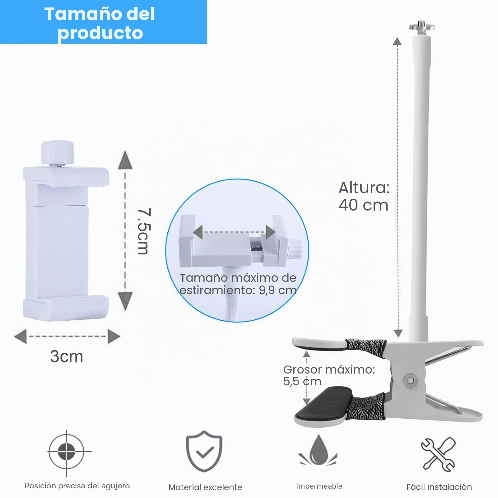 Soporte Universal para Monitor de Bebé GHB Camara MC632B/ABM600/ABM700/VB603/SM508, para OBVHNUA 900BMGC/ABM900, para BOIFUN/ieGeek/Philips Avent, Soporte Flexible para Cámara de Bebé con Rosca 1/4"