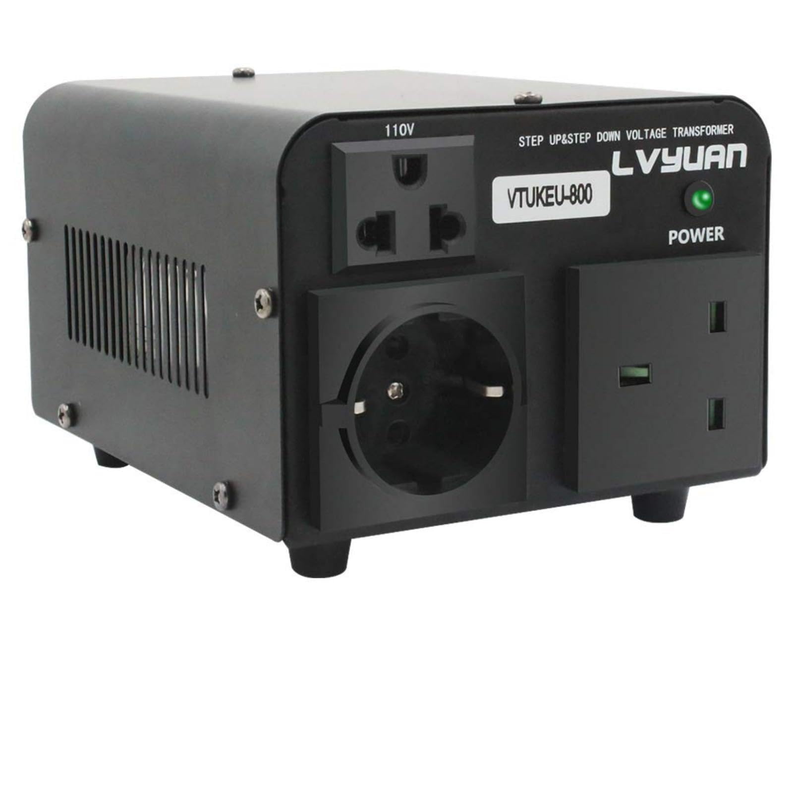 Cantonape Convertisseur de tension 800 VA 220 V/110 V - Transformateur élévateur/réducteur de tension 800 W USA, sortie 110/120 Volt 220/230 Volt AC