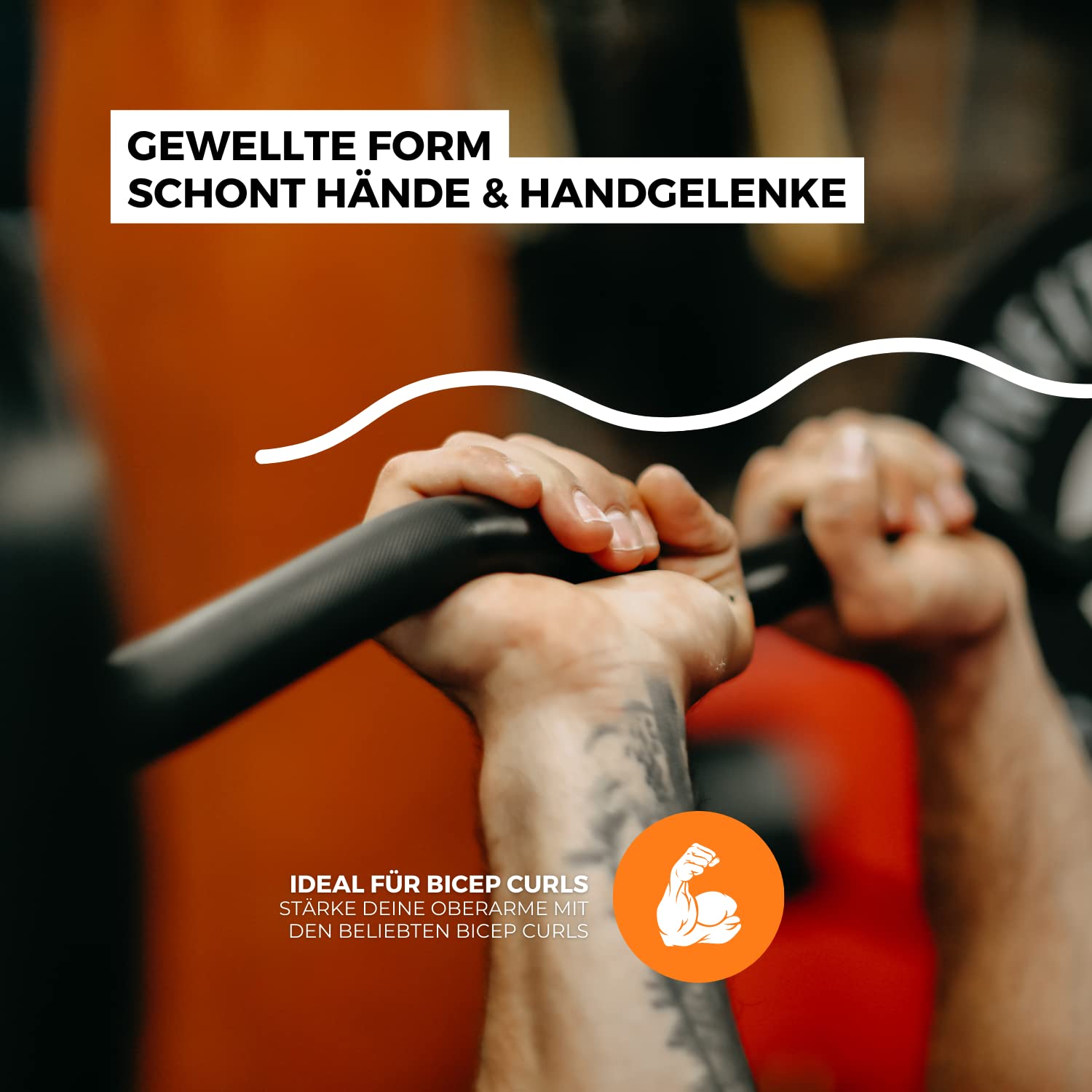 Suprfit SZ Curl Hantelstange, Profi Langhantelstange, Olympic Barbell 7,5 kg, 120 cm, 50 mm Aufnahme, Griff 25 mm, max. Gewicht 135 kg, Stahl Chrom Schwarz