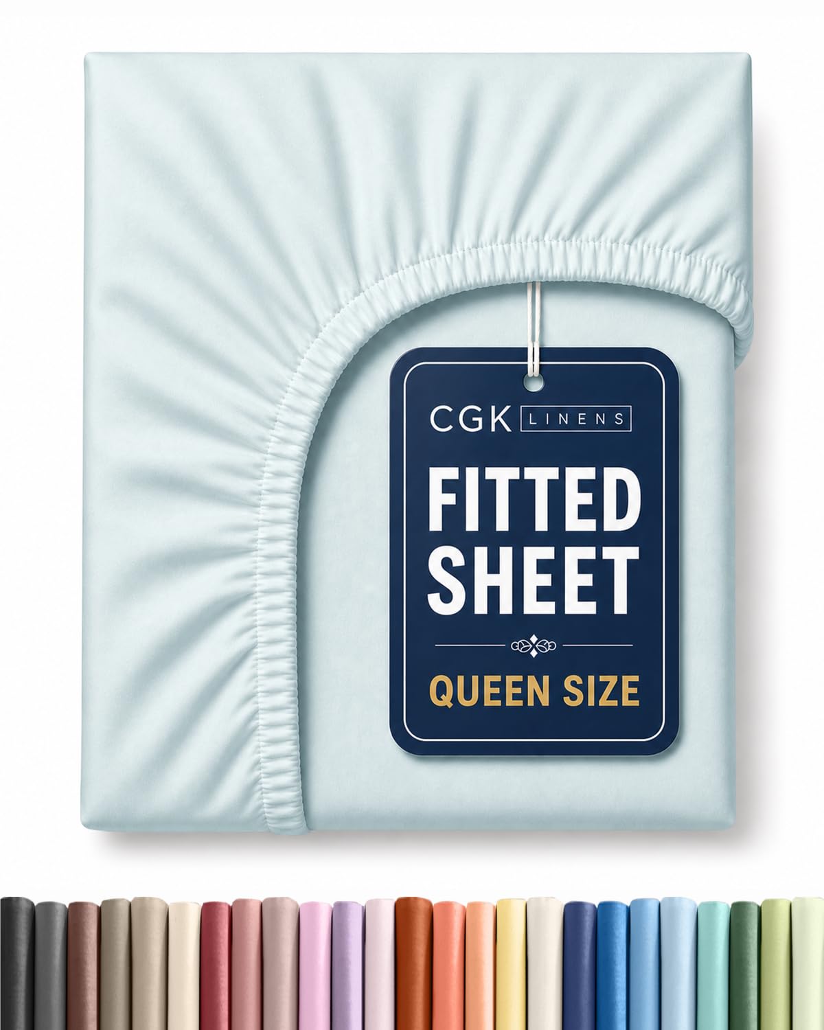Queen Fitted Sheet - Single Fitted Sheet Only - Deep Pockets - Ice Blue
