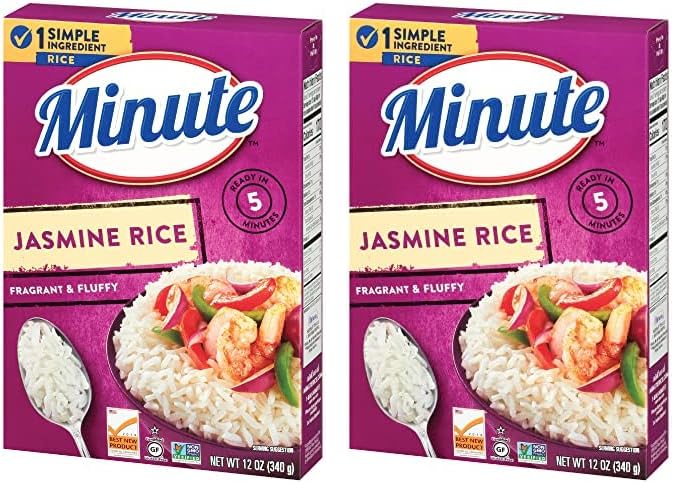 Minute Jasmine Rice, Instant Jasmine Rice for Quick Dinner Meals, 12 Ounce Box (Pack of 2)