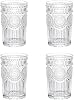 LOYUYU Set of 4, Romantic Water Glasses, 350ml Premium Drinking Glasses Tumblers, Vintage Glassware Set for Juice, Beverages, Beer, Cocktail