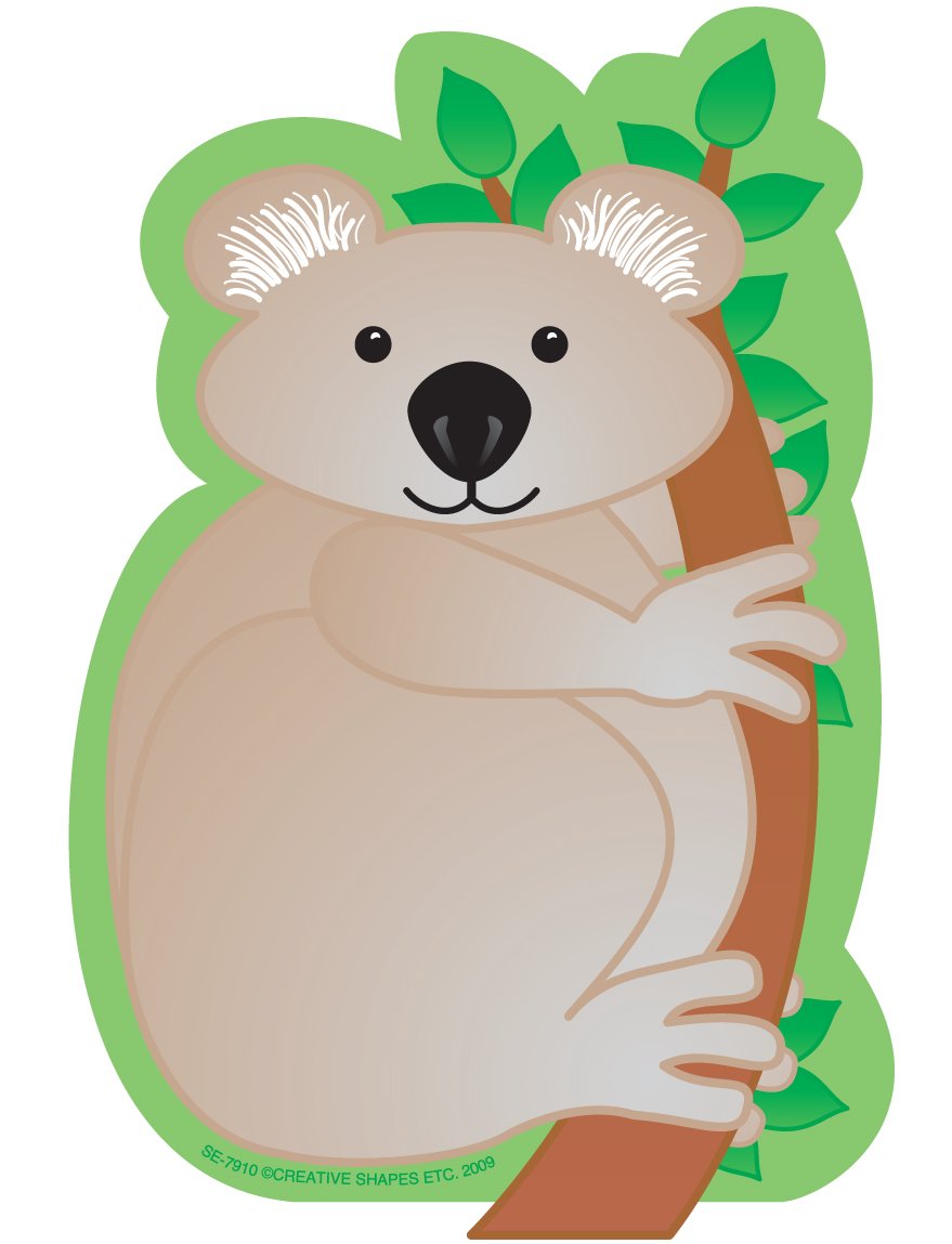 SHAPES ETC. Classroom Arts & Crafts Cutouts Koala Bear Paper Mini Notepad DIY Decoration Bulletin Board Design Australian Outback Zoo Themes Teach