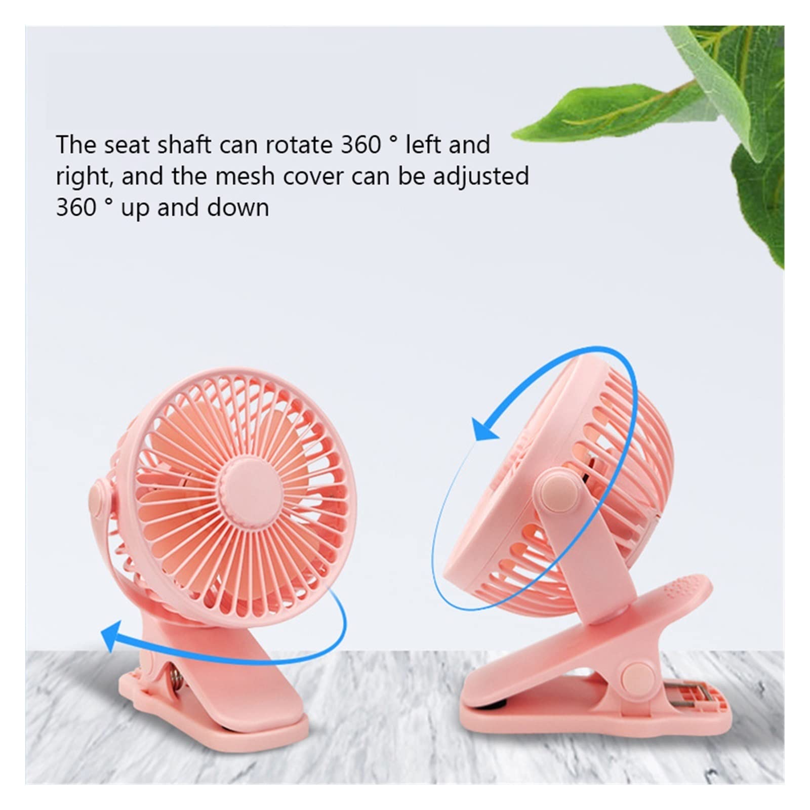 XJBTBA Ventilatori Portatili, Mini Ventilatore Portatile con Clip USB Ricaricabile Silenzioso Desktop Dormitorio Elettrico per Studenti Piccolo Ventilatore di Raffreddamento(Nero)
