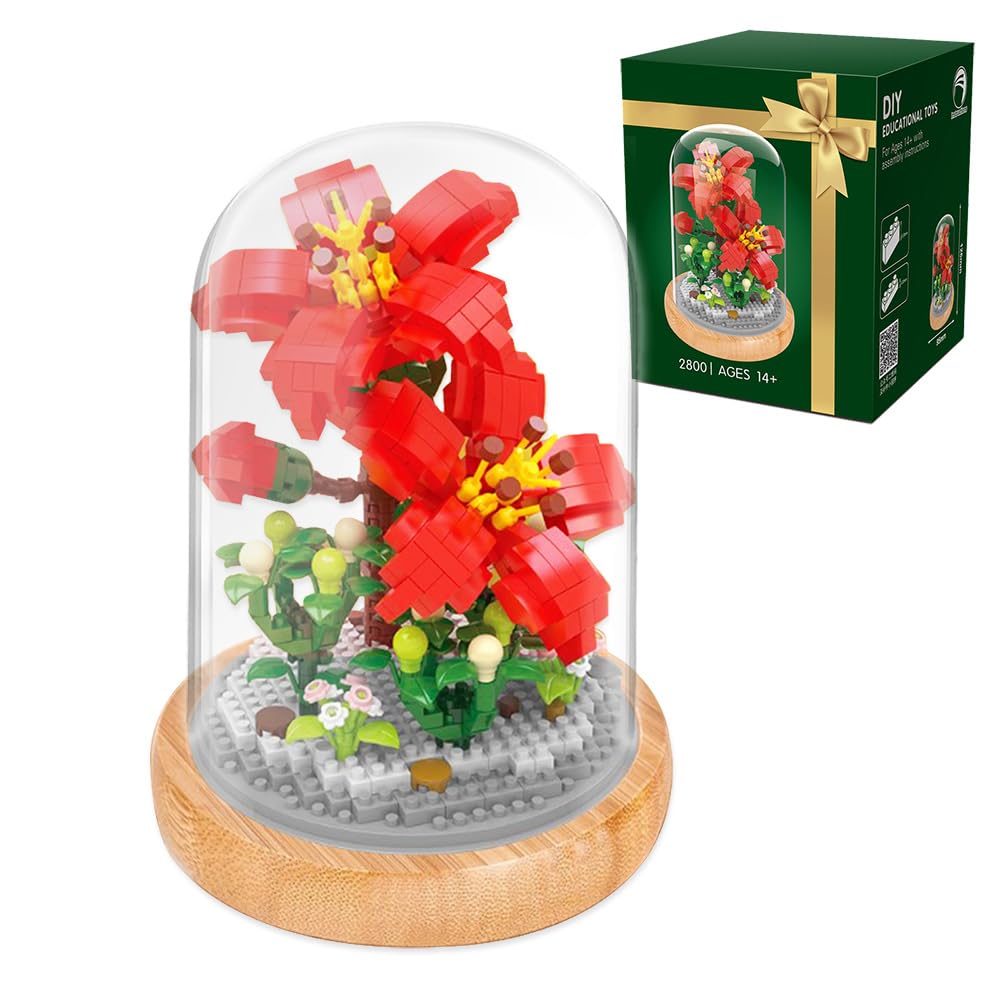 SYMIBRICK Kapok Flower Bouquet Building Set, 583PCS Mini Bricks Botanical Collection Building Blocks with Display Case, Artificial Plants and Flowers for Adults, Birthday Gift for Her