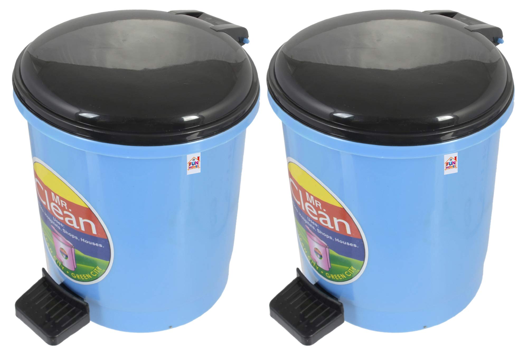 Fun Homes Pack of 2 Plastic 2 Liters Table Top Dustbin for Home with Pedal & Lid | Multi-Purpose Dustbin for Kitchen, Bathroom & Office Countertops | Garbage Bin Trash Can for Wet & Dry Waste | Blue-image-48
