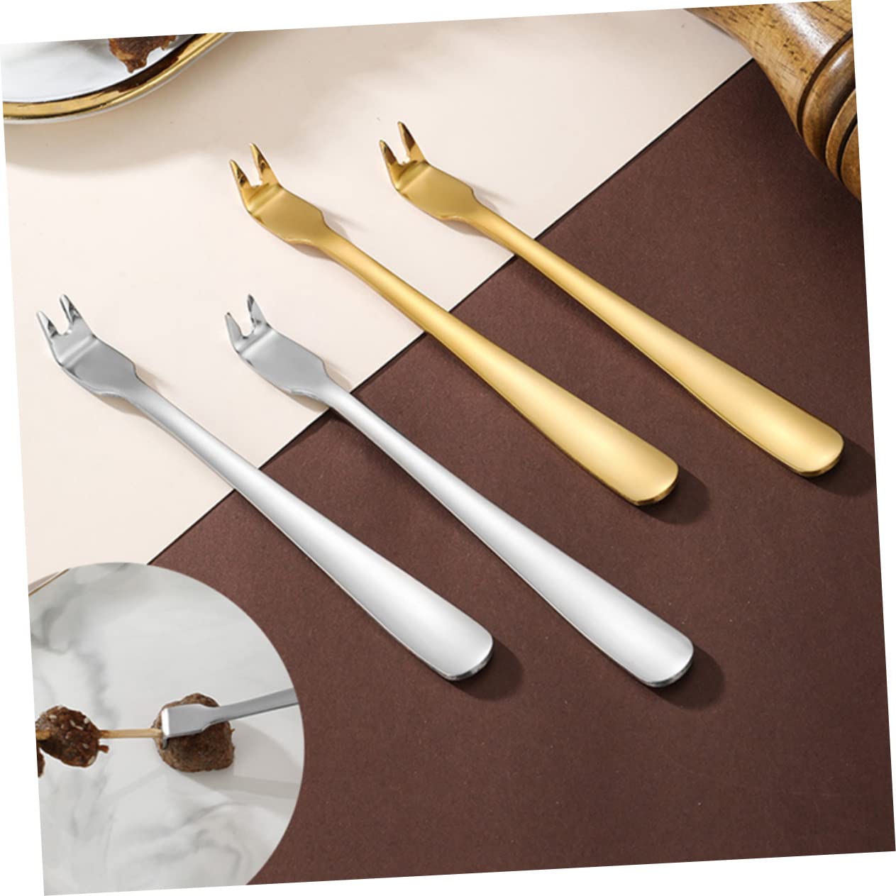 BEBEMOKO 4pc Set Stainless Steel Meat Forks Bbq Forks for Barbecue Family Picnic Hotel