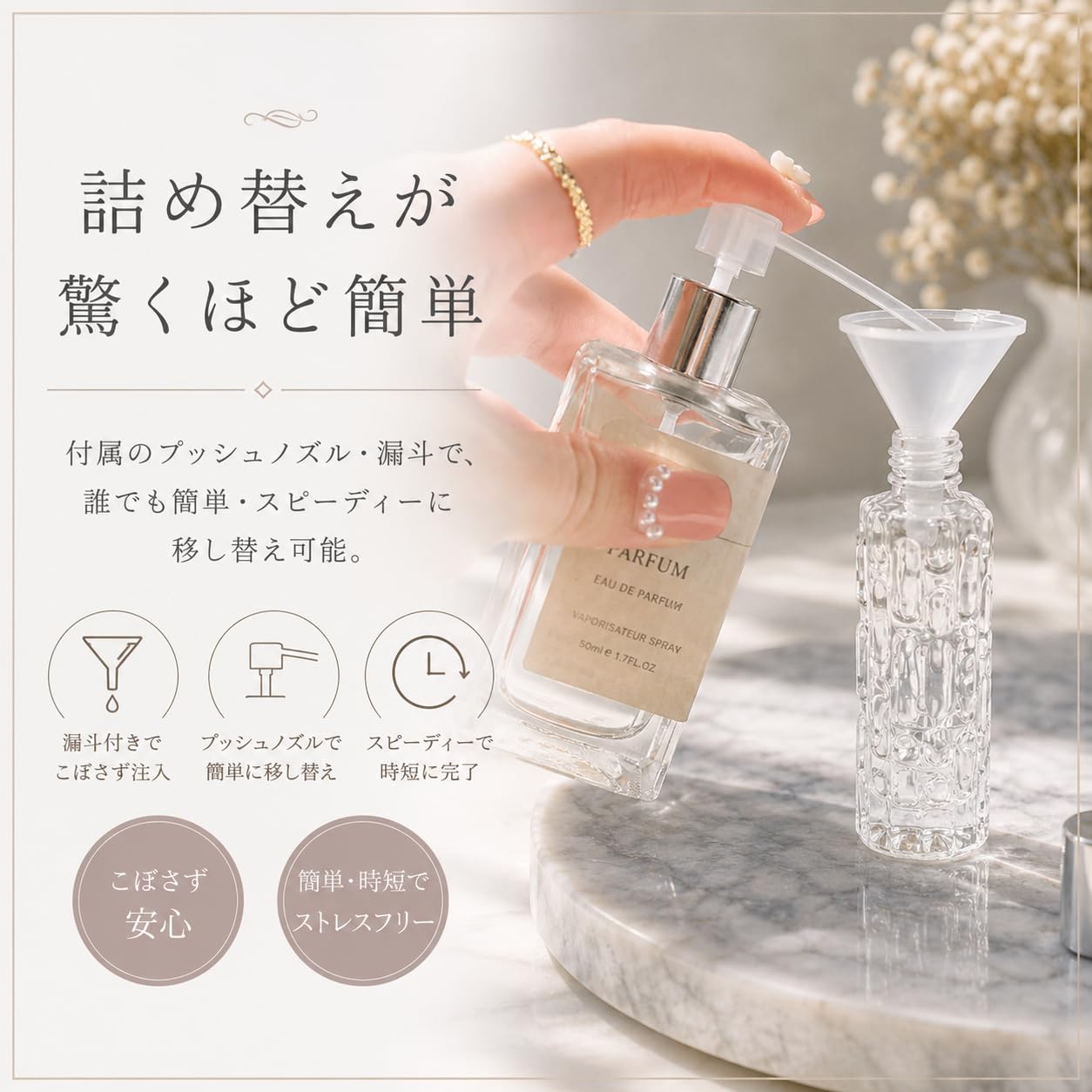 Amazon.co.jp: 香水 アトマイザー 10ml ガラス製 詰め替えノズル・漏斗