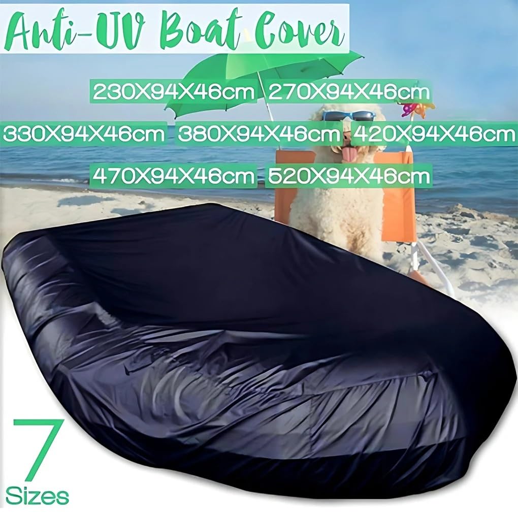 Copertura per Barca Kayak Copertura Copertura impermeabile antipolvere per barca asciutta e pronta all'uso, facile da trasportare, copertura impermeabile nera 380*94*46cm(Silver230 94 46cm)