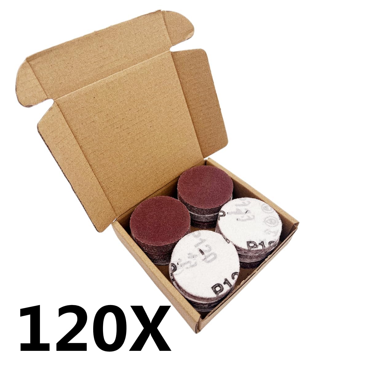 Senmai Tools 120 Pezzi Disco abrasivo da 50 mm, 2 Pollici dischi abrasivi circolari, 50mm carta vetrata,50 mm Dischi Abrasivi Adatto per Lucidatura di Metallo Legno Vetro Auto（grana 60）