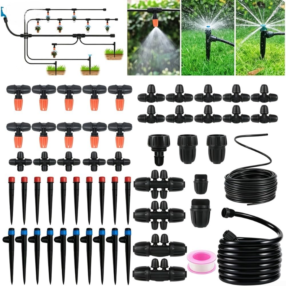 Kit Irrigazione a Goccia con Timer per Giardino Kit Irrigazione(30 meters+timer)