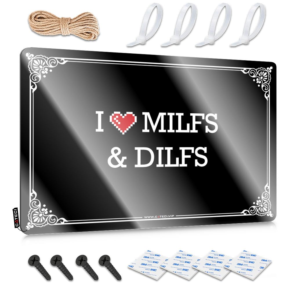 Plaques Collection Waterproof Artwork, Modern Retro Print For Cafe Pub Score | Guest Bathroom Decor Pre-drilled Custom I Love Milfs & Dilfs(30X40CM)