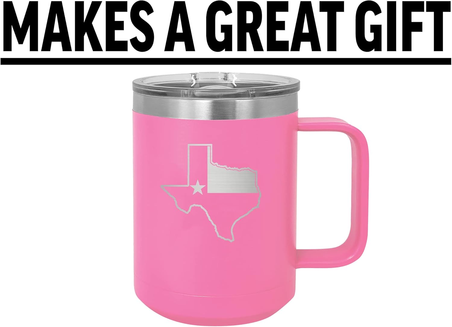 Rogue River Tactical Pink Texas State Flag Heavy Duty Stainless Steel Coffee Mug Tumbler With Lid Novelty Cup Great Gift Idea For Her Women Cowgirl Any Texan TX - Image 5