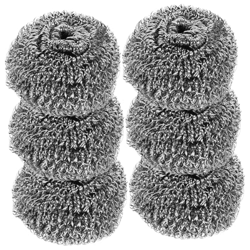 Veemoon 6pcs Stainless Steel Dish Scrubber Silver Kitchen Scrubbers Stainless Steel Scrubber Cleaning