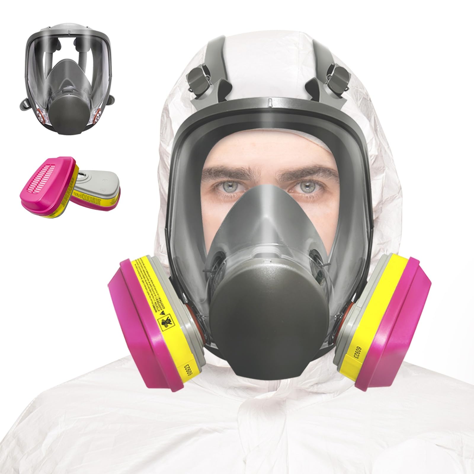 Full Face Respirator Mask, Paint Respirator Mask with 60923 Filters against Organic Vapor Gases for Spray Paint Chemicals Epoxy Resin Welding Sanding