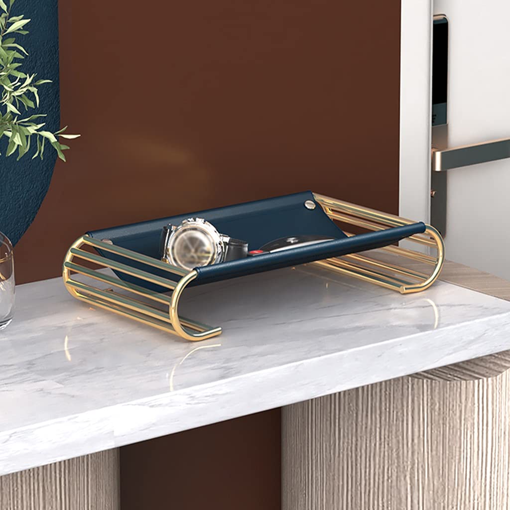 Paleta, paleta Miska Catchall Entryway ze złotym uchwytem Organizer na biżuterię, portfele na klucze, uchwyt na pilota do szminki(Blue)