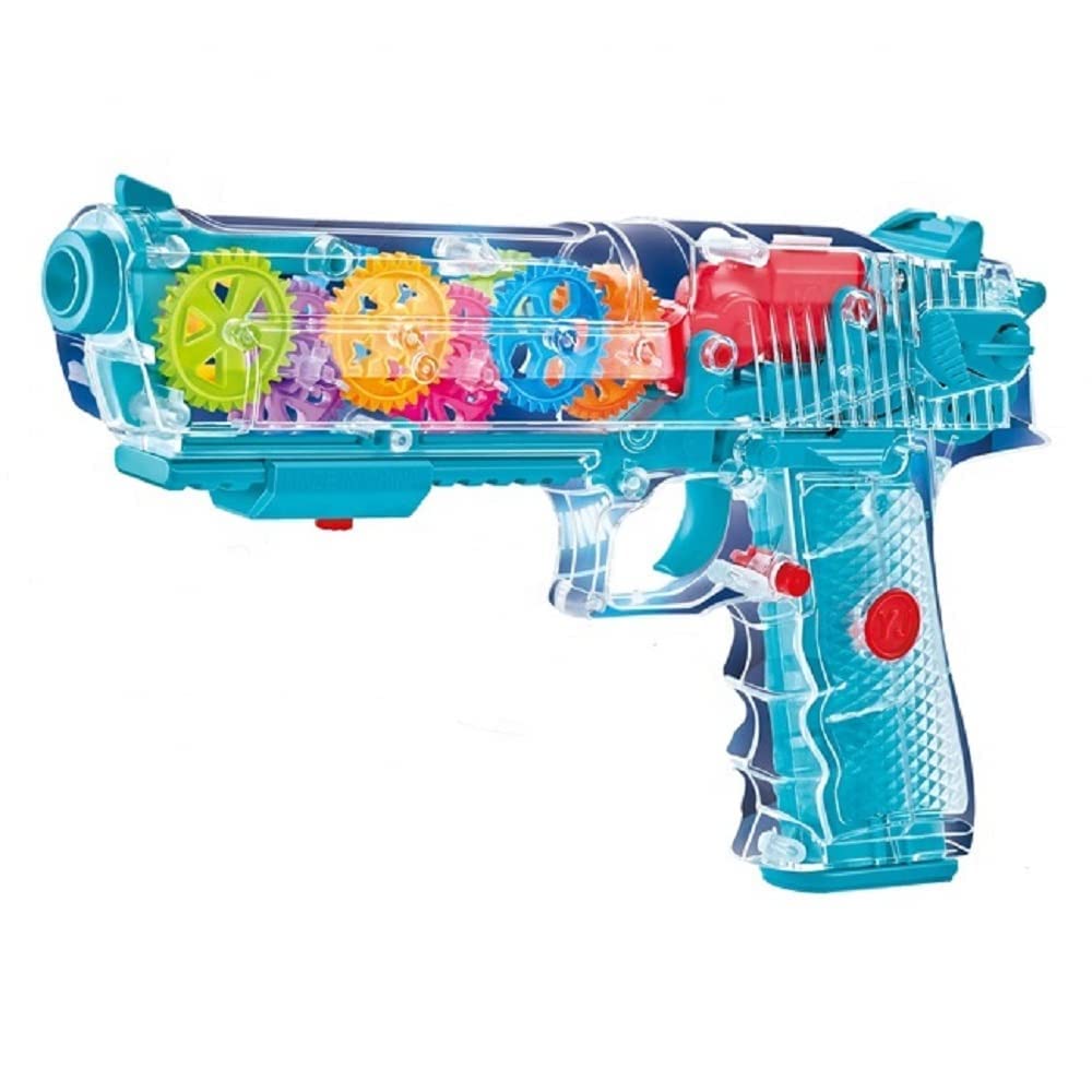 Musical Toy Gun for Kids – Transparent Blaster with 3D Lights, Gear Sounds & Flashing Effects – Fun Pretend Play Toy for Boys & Girls (2-5 Years), Color May Vary