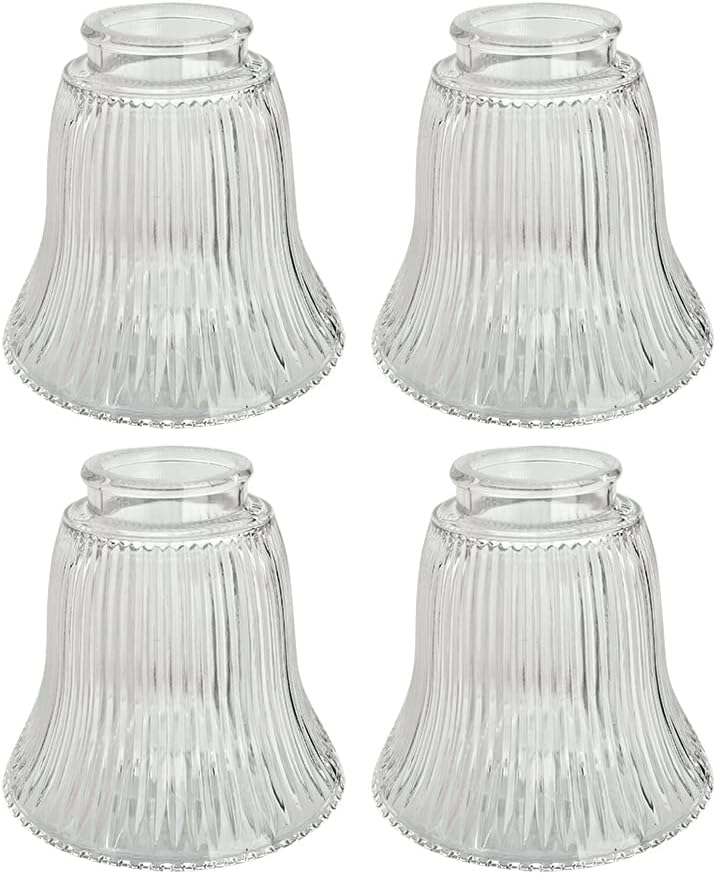 Aspen Creative 23080-4A Transitional Clear Ribbed Ceiling Fan Replacement Glass Shade, 2-1/8" Fitter Size x 4-3/4" Diameter x 4-1/2" Height, 4 Pack