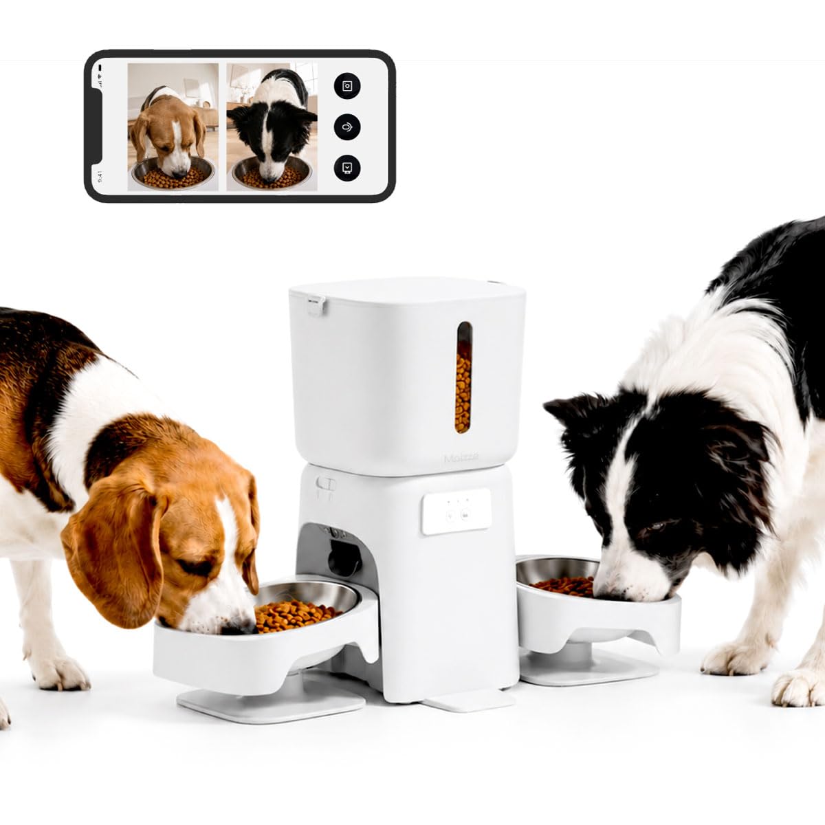 Moizze 自動給餌器 猫 犬 カメラ付き スマート自動 Amazon | Moizze 自動給餌器 2カメラ付き 多頭対応 2匹対応 多機能 猫