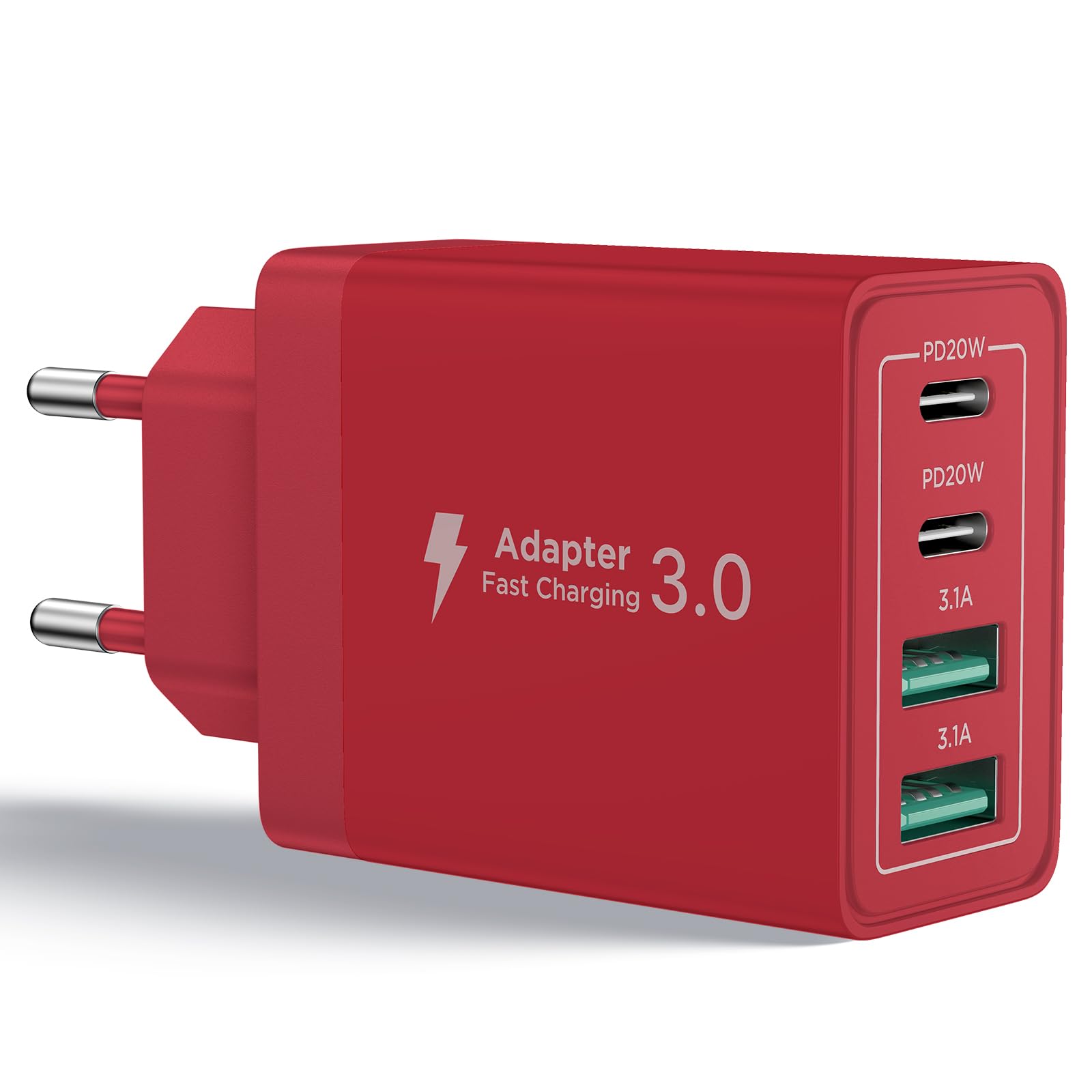 Aioneus Chargeur USB C, 40W 4 Port Prise USBC Chargeur Rapide iPhone, 3.1A PD+QC
