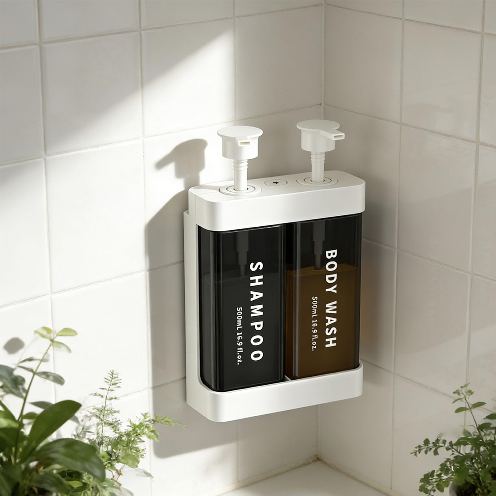 Ejoyous Dispensatore Manuale di Sapone Liquido, Doppia Camera da 500 Ml