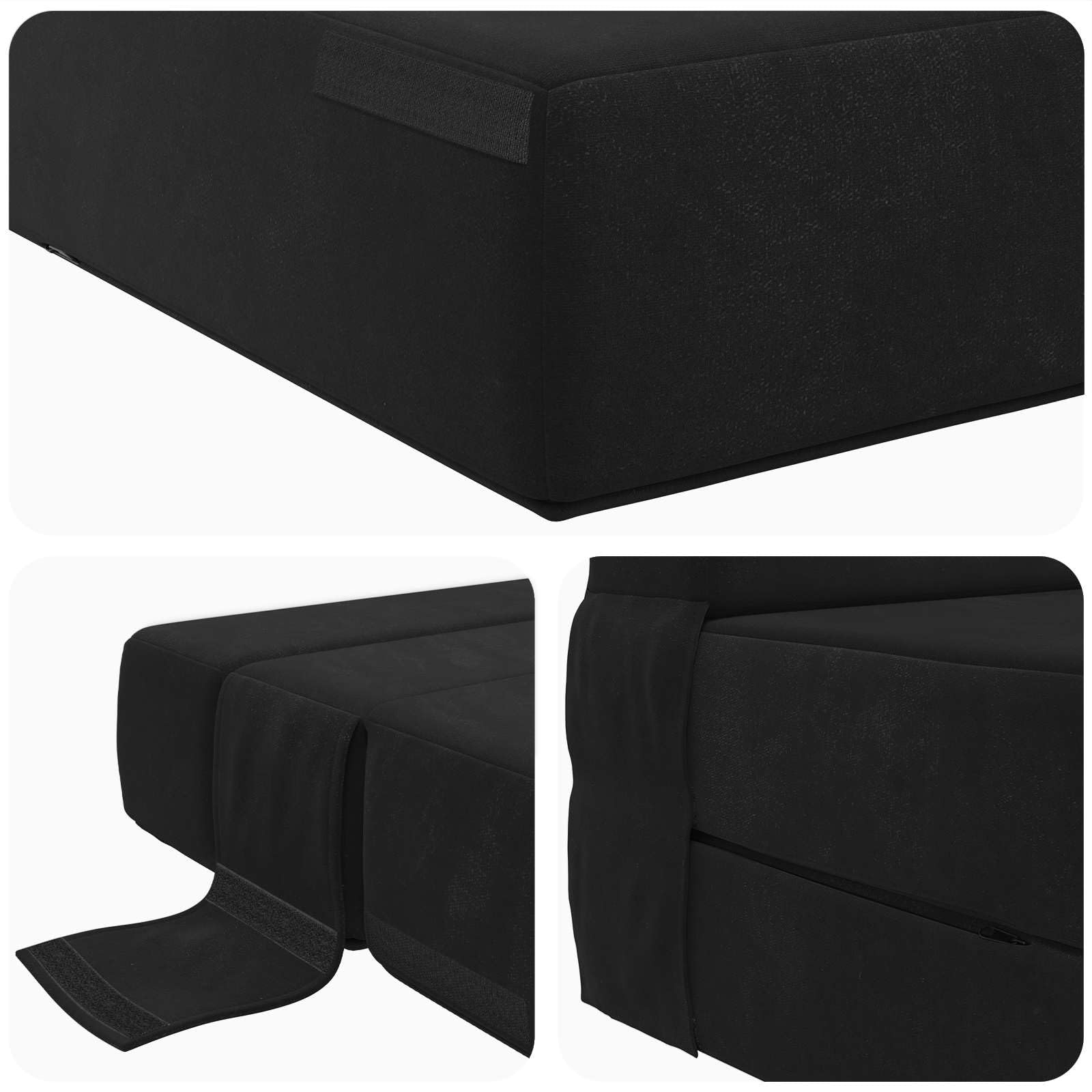 Hothingwell Składana sofa do spania czarna 70 x 72 x 60 cm tkanina poliestrowa
