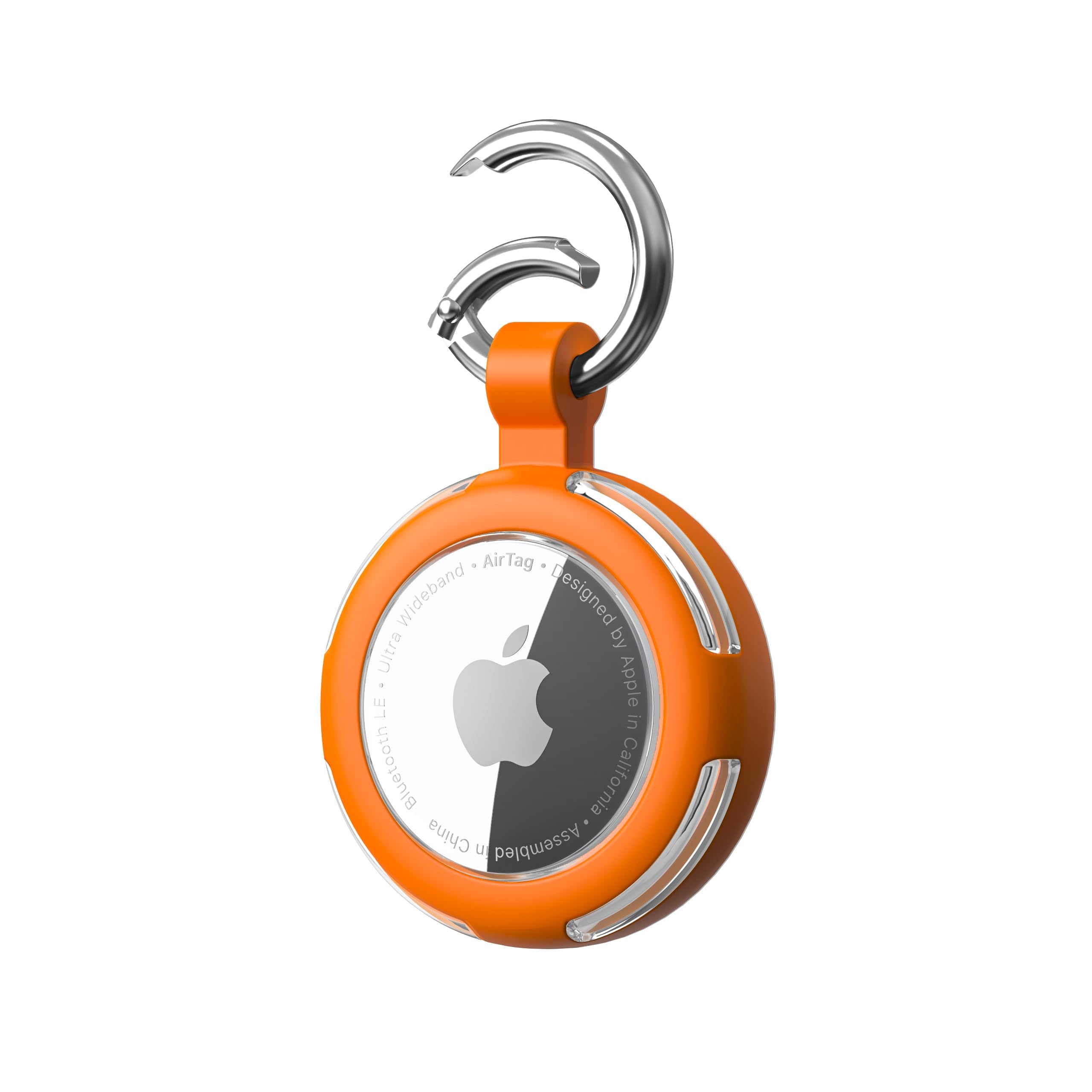 Compatible with AirTag Case Keychain, IPX8 Waterproof Air Tag Holder, Silicone AirTags Cases with Key Ring Apple GPS Item Finders Accessories (Orange)
