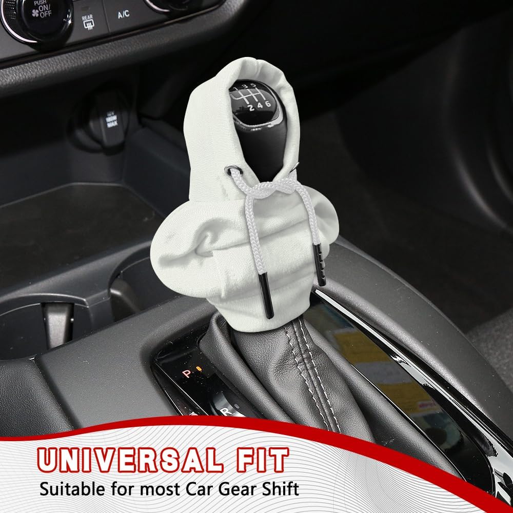 Gear Shift Hoodie, Shifter Hoodie, Funny Car Gear Shift Protector Cover, Automotive Interior Cute Gadgets Fashionable Mini Sweater Shifter Stick Knob Cover Universal for Most Vehicles (White) image 3